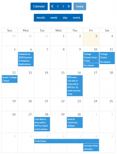 目前的学术日历